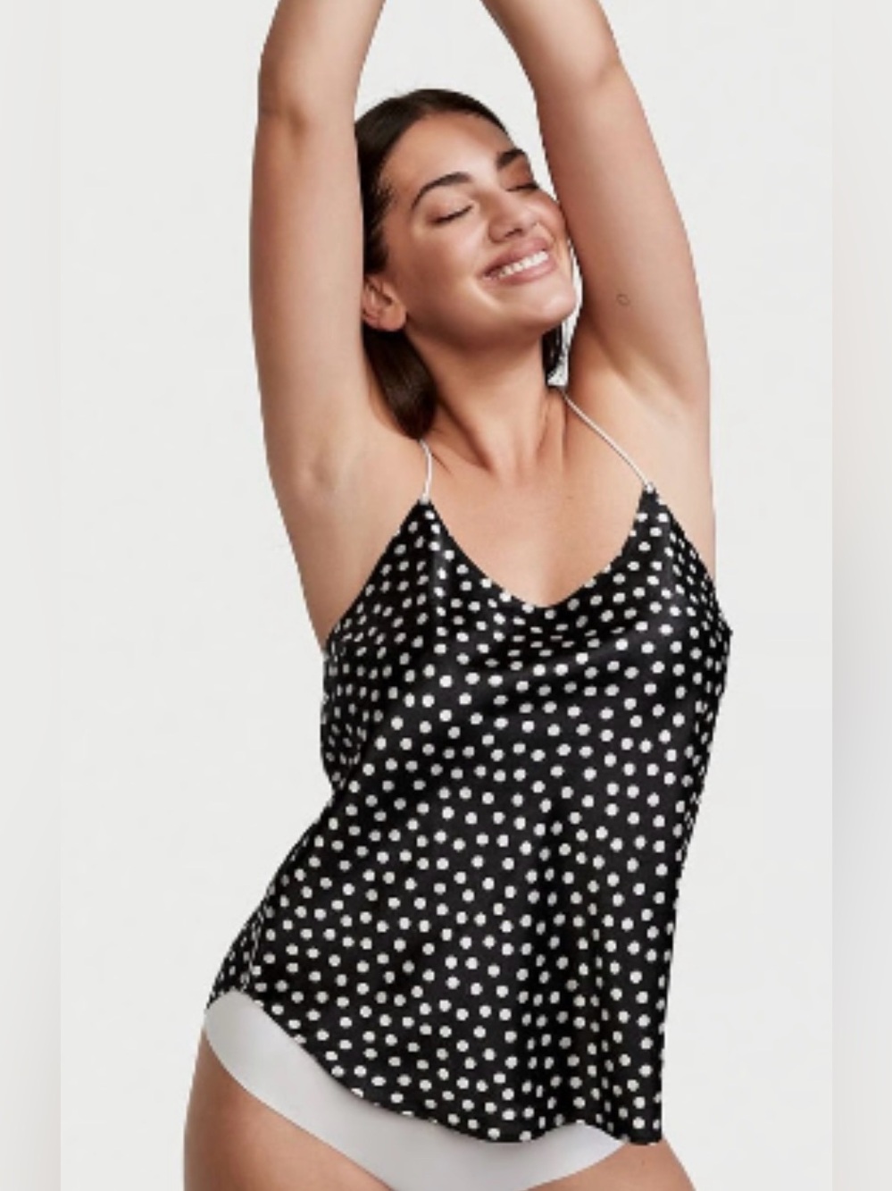 Victoria's Secret Polka Dot Camisole Top Spaghetti Straps In Black/White Size M